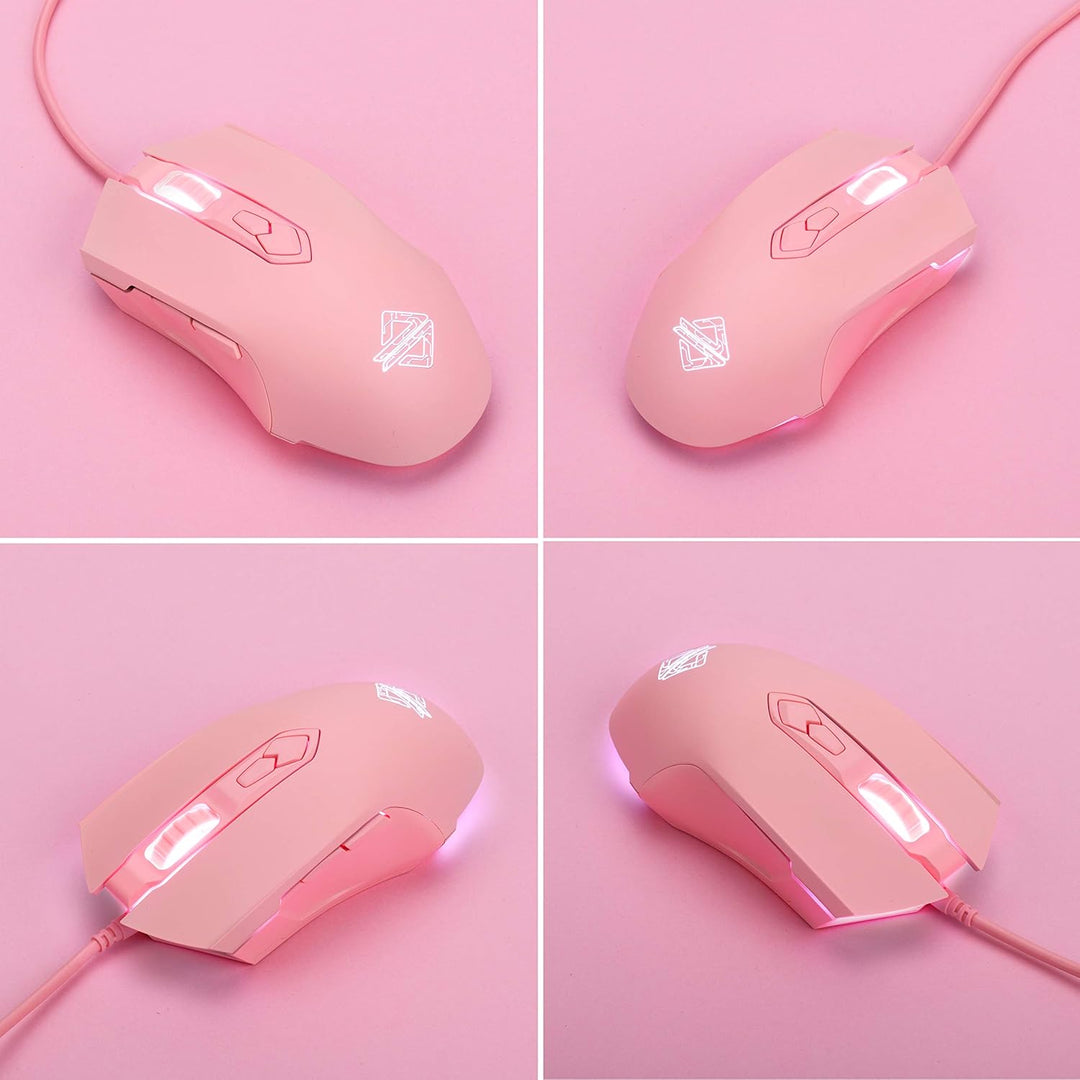 Lomiluskr AJ52 Gaming-Maus, kabelgebunden, 7 programmierbare Tasten, Computermäuse mit RGB-LED-Hinte
