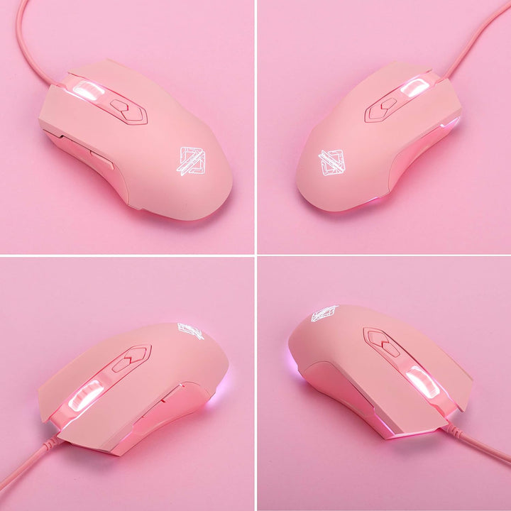 Lomiluskr AJ52 Gaming-Maus, kabelgebunden, 7 programmierbare Tasten, Computermäuse mit RGB-LED-Hinte