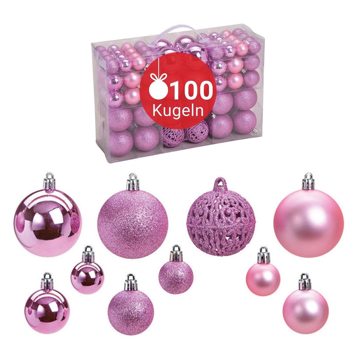 WOMA Christbaumkugeln Set Rosa & 22 weiteren Farben - 50er & 100er Weihnachtskugeln Set - Weihnachts