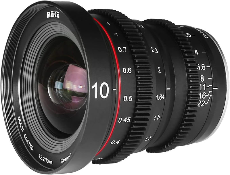 Meike 10mm T2.2 Grosse Blende Manueller Fokus Low Distortion 6K Mini Prime Cine Objektiv für Micro F