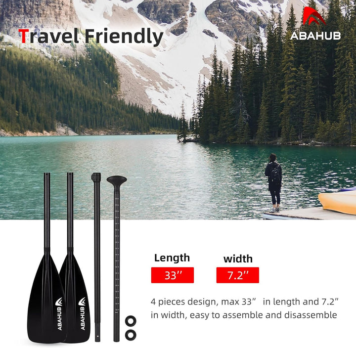 Abahub 4 teilig Carbon SUP Kajak Paddel, 2 in 1 verstellbare Stand up Paddleboard Paddel, leichte Ca