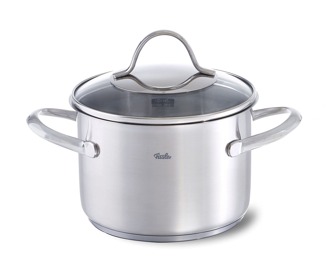Fissler paris / Edelstahl-Topf (2,1 L - Ø 16 cm) Kochtopf mit Glas-Deckel, Schüttrand, energiesparen