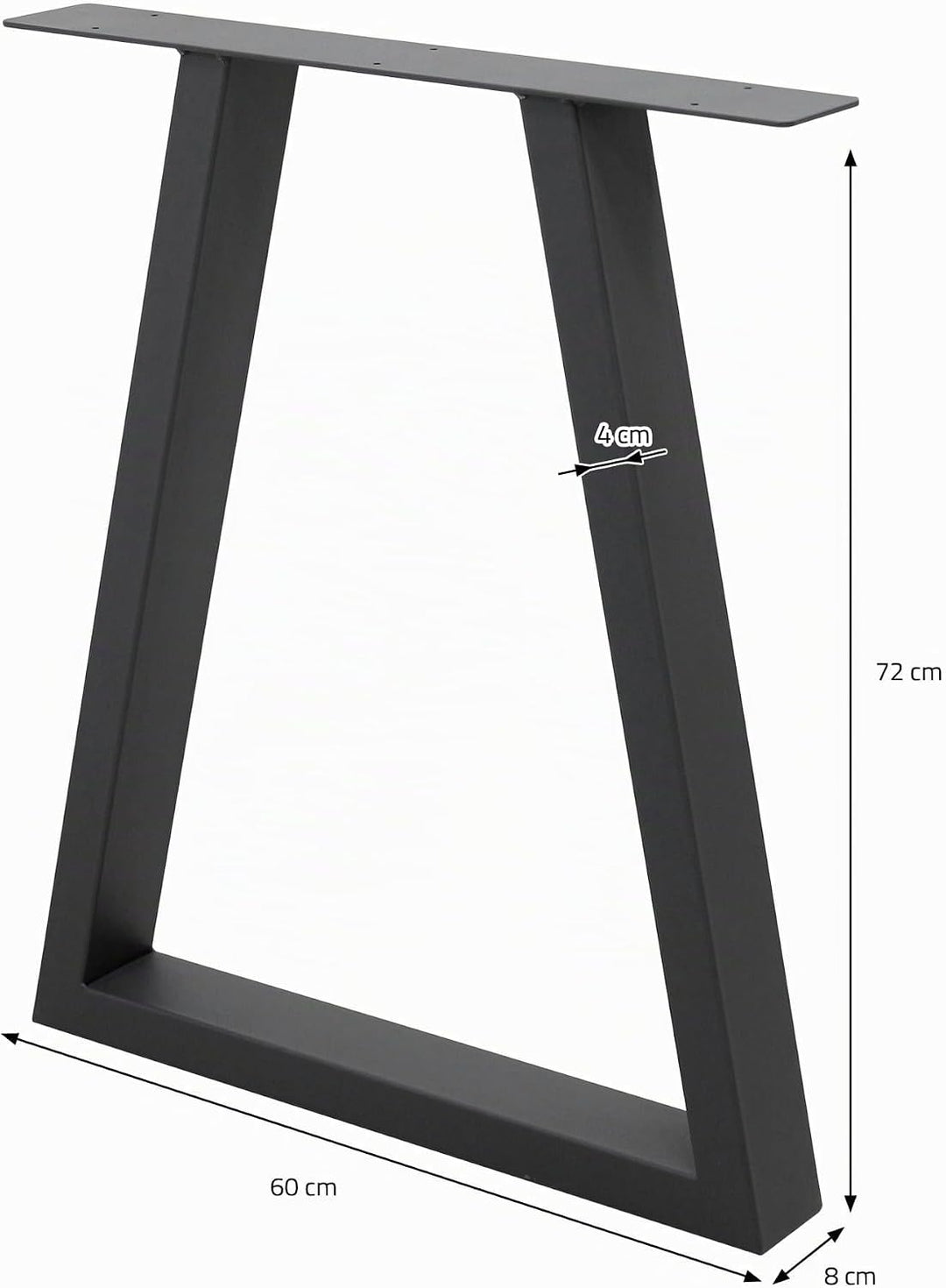 ECD Germany 2X Tischbeine Trapez Design, 60 x 72 cm, Anthrazit, pulverbeschichtete Stahl, Industried