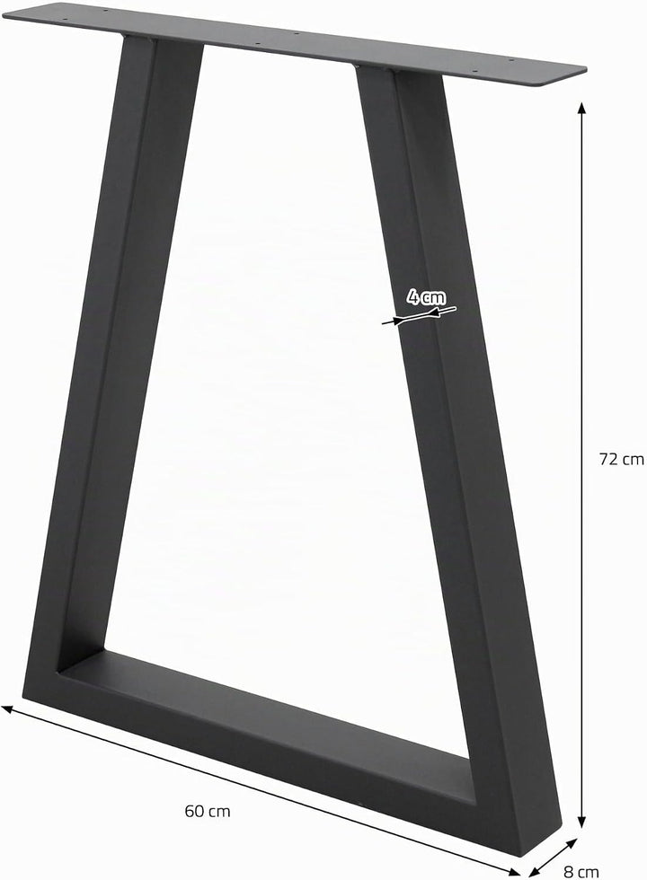 ECD Germany 2X Tischbeine Trapez Design, 60 x 72 cm, Anthrazit, pulverbeschichtete Stahl, Industried