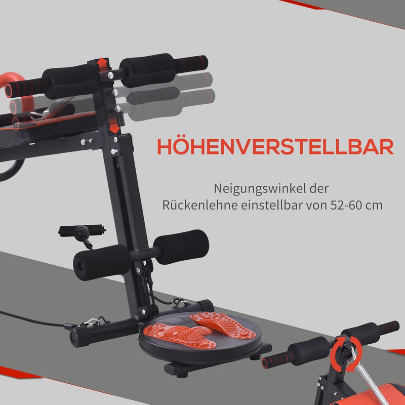 HOMCOM Sit Up Bank Bauchtrainer Trainingsbank Fitnessbank Verstellbar Gepolstert mit Widerstand 120