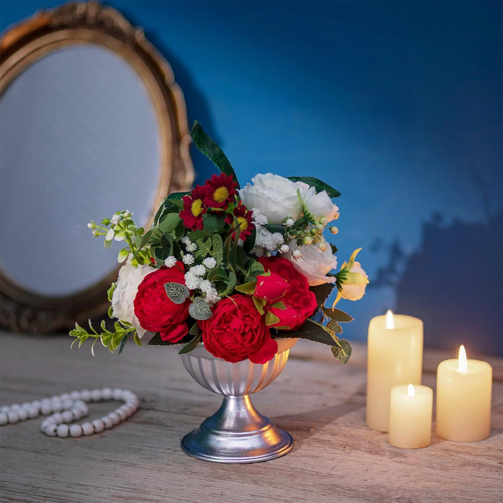 Sziqiqi Metall Silber Urn Vasen Hochzeit: Kleine Vasen für Tischdeko 10Stk | Dick, ⌀16cm/ H13cm/ T7c