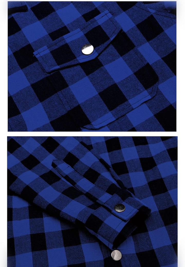 COOFANDY Herren Hemd Flanellhemd Kariert Gefüttert Holzfällerhemd Langarm Casual Button Down Winter