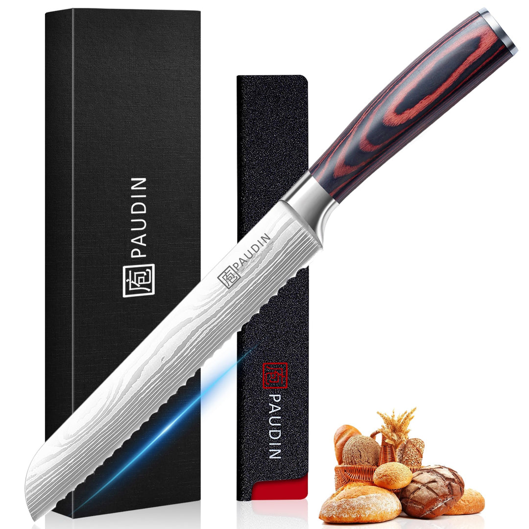 PAUDIN Profi 20cm Brotmesser mit Wellenschliff aus Hochwertigem Rostfreier Edelstahl, Extra Scharfe