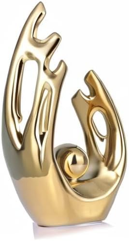 LCCCK 30.5 cm hoch, goldfarben, Moderne Wohnkultur-Akzente, Keramik-Kunststatue, Goldener TV-Ständer