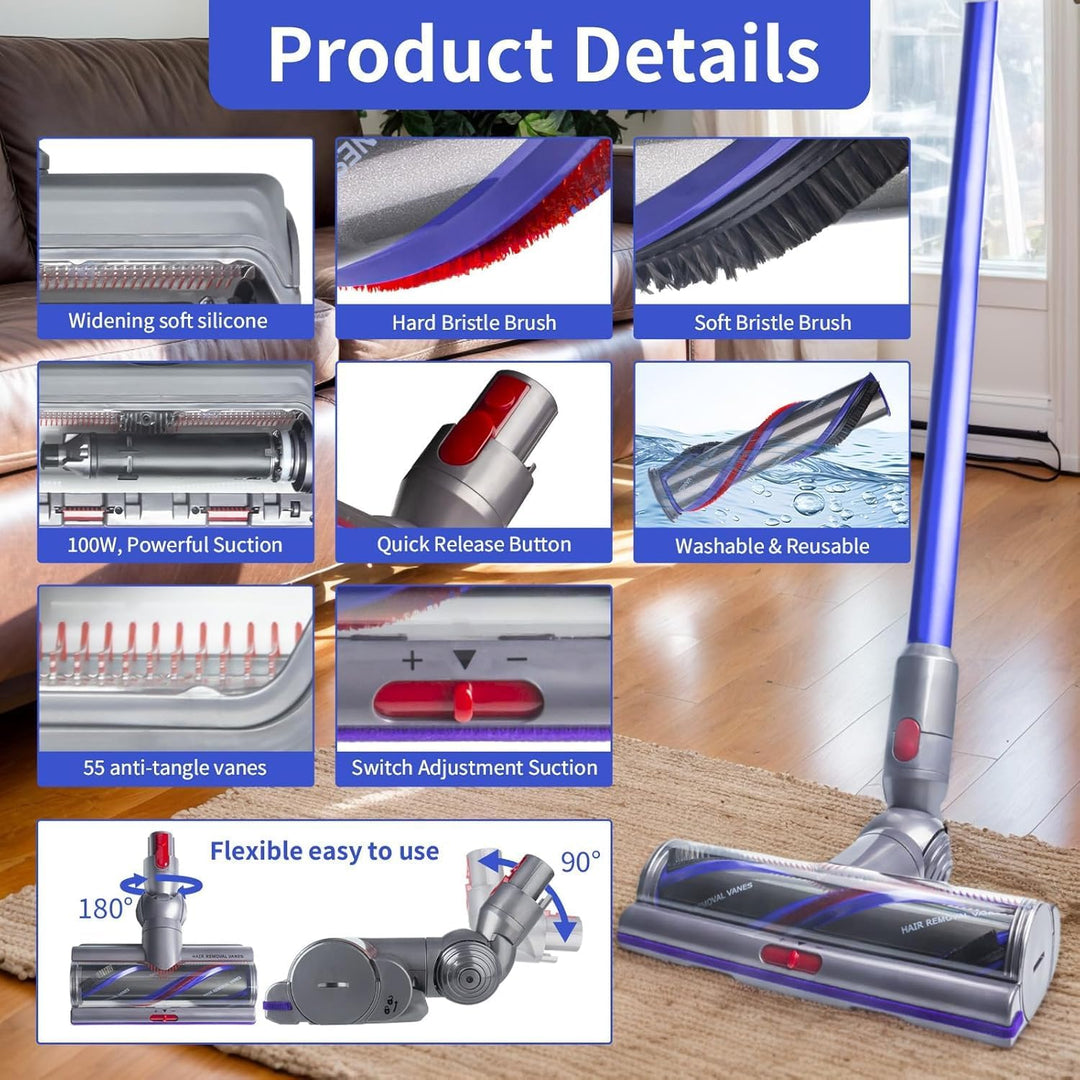Torque Drive Bürste für Dyson V11 V15 V10 V8 V7 Bürste Anti-Tangle Einstellbare Saugkraft Elektrisch