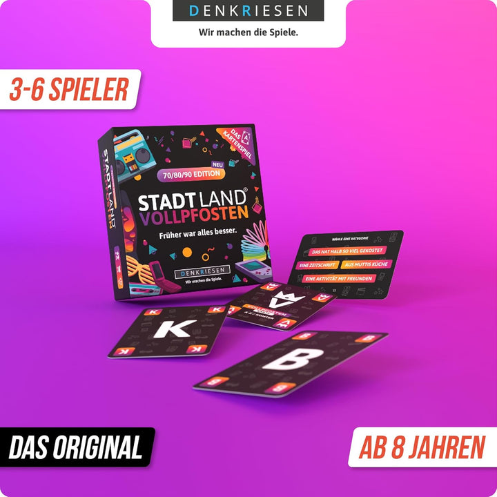 DENKRIESEN - Stadt Land Vollpfosten® – Das Kartenspiel - 70/80/90 Edition - &