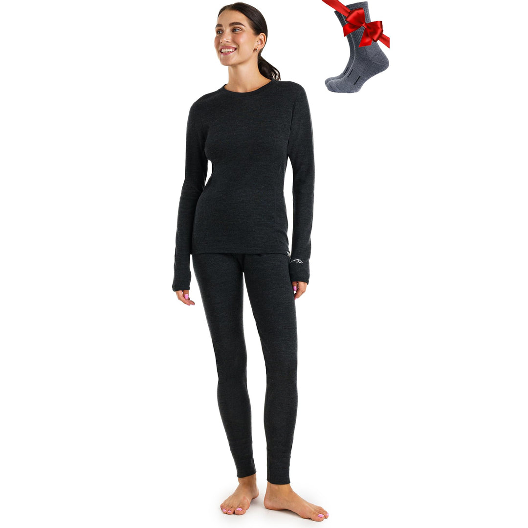 Merino.tech 100% Merino Unterwäsche Damen Set - Leicht, Mittelgewicht, Funktionsunterwäsche Merinowo