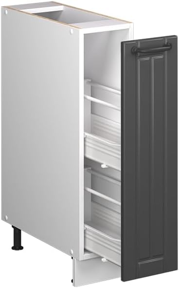 Vicco Apothekerschrank Fame-Line, Dunkelgrau/Weiss, 20 cm | AP Marmor, zur Kombination mit weiteren