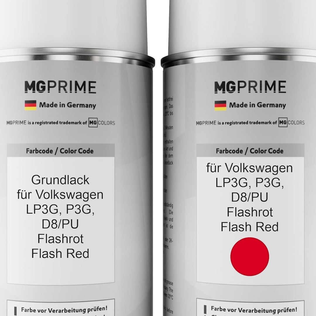 Autolack Sprühdosen Set für Volkswagen VW LP3G / D8/PU Flashrot/Flash Red Grundlack Basislack Klarla