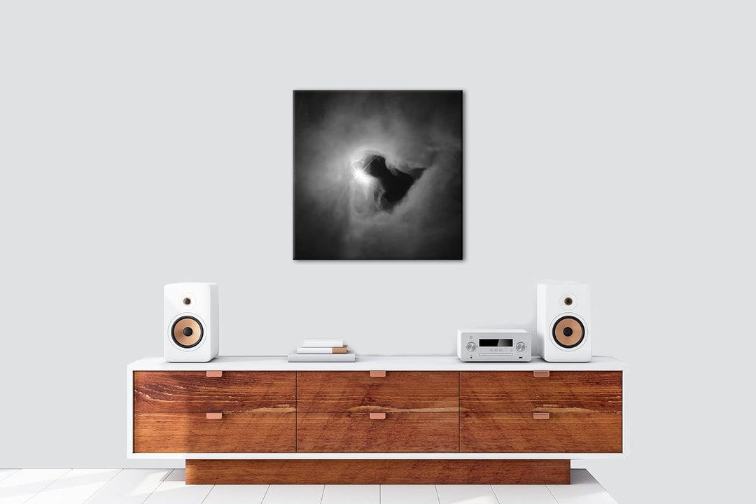 Stern in einem Galaktischen Nebel Format: 70x70 Effekt: Schwarz&amp;Weiss als Leinwandbild, Motiv fertig