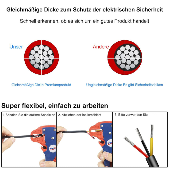 5 Meter 14AWG 3x2,0mm² Elektrischer Kabel, 3 Adriges Kabel 5V/12V/24V/300V Stromkabel Verzinntes Kup