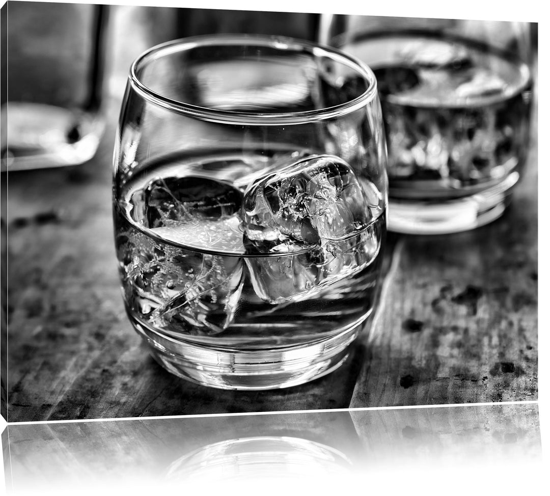 Pixxprint Goldgelber Whiskey als Leinwandbild/Grösse: 100x70 / Wandbild/Kunstdruck/fertig bespannt,