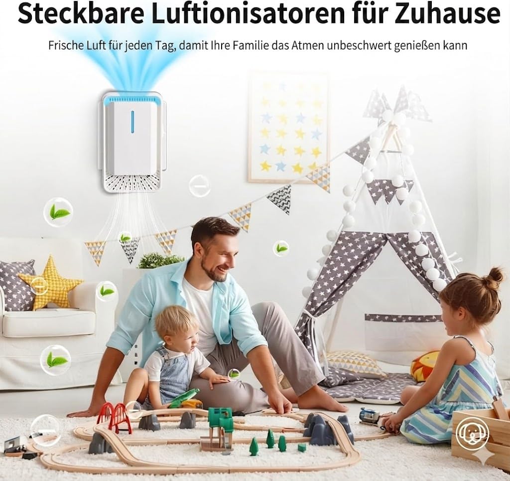 Luftreiniger Steckdose 2 Stück – Filterloser Ionisator, Negativ Ionen Luftreiniger für Zuhause, Plug