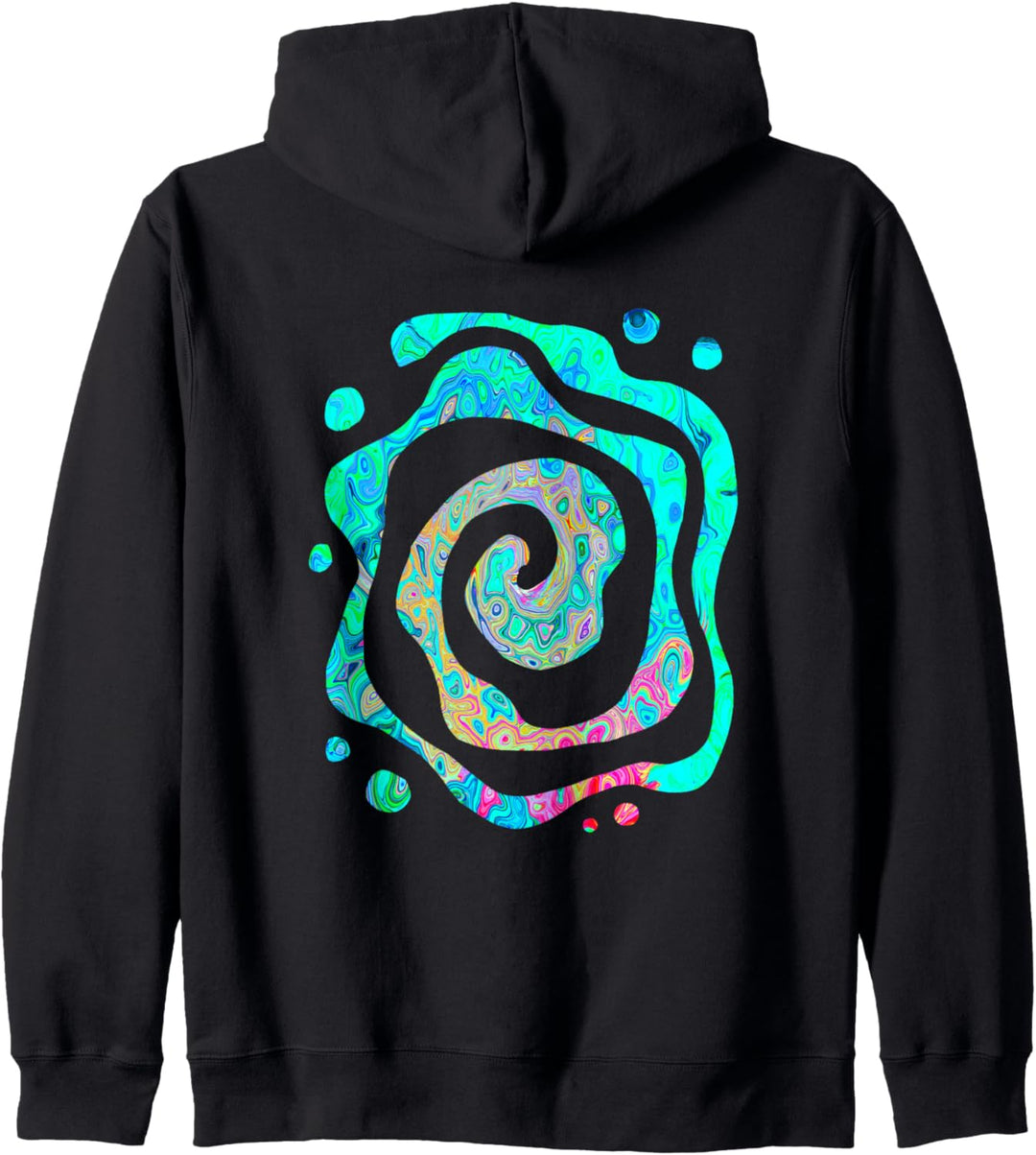 Groovy Flüssigkeitswirbel, abstrakt, Türkis, Retro, Regenbogenfarben Kapuzenjacke