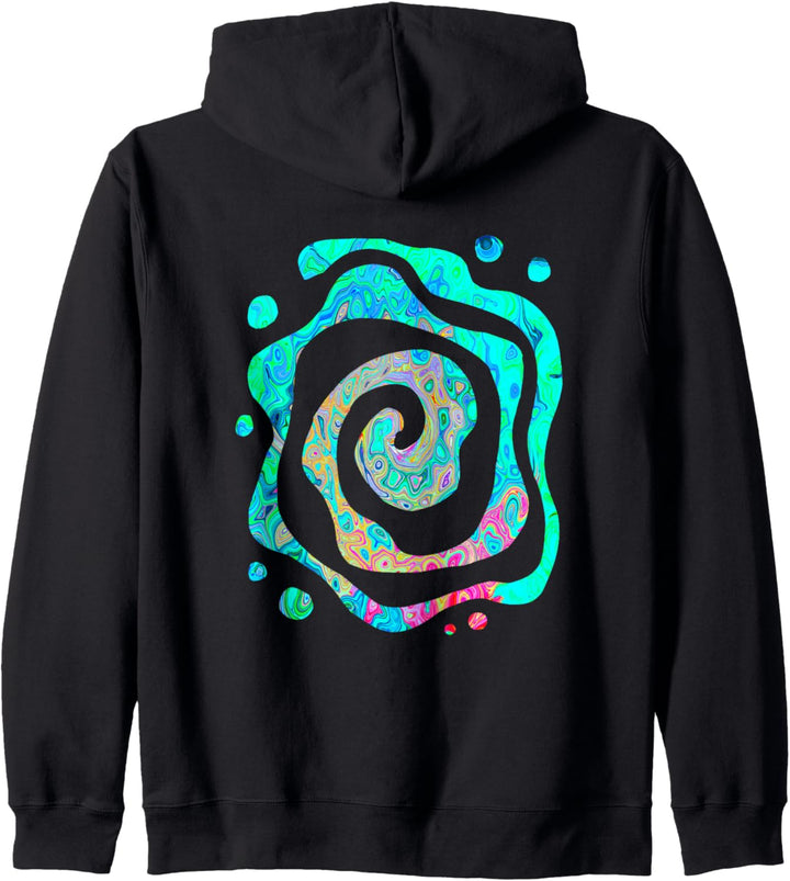 Groovy Flüssigkeitswirbel, abstrakt, Türkis, Retro, Regenbogenfarben Kapuzenjacke