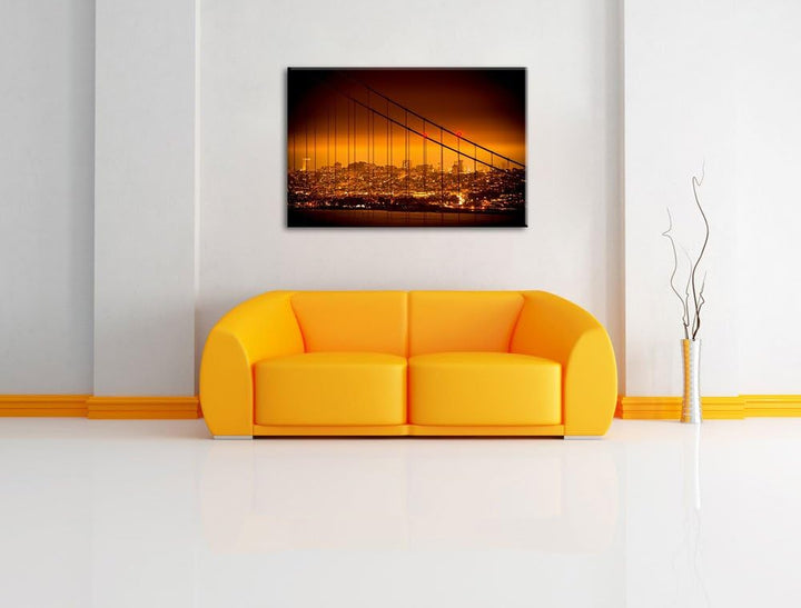 San Francisco Skyline Format: 100x70 auf Leinwand, XXL riesige Bilder fertig gerahmt mit Keilrahmen,