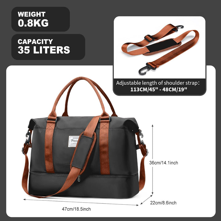 Reisetasche Damen Handgepäck Tasche Sporttasche mit Kulturbeutel Weekender Bag Schwimmtasche Wasserd