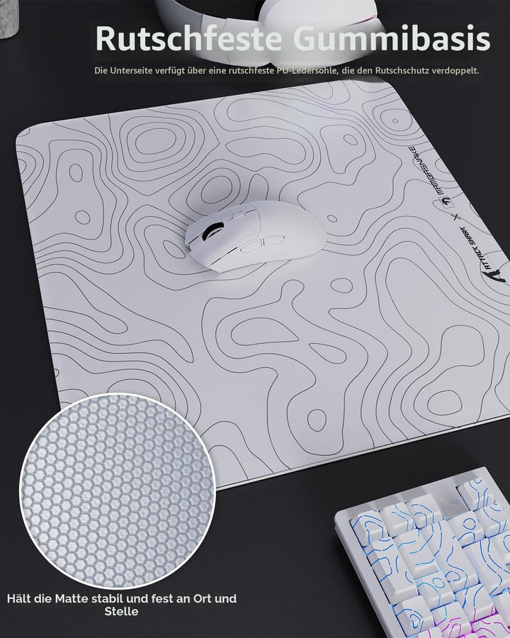 MAMBASNAKE x ATTACK SHARK CM05 Contour Glass Hard Gaming Mousepad,Nano-Micro-Etched Texture,Smooth G