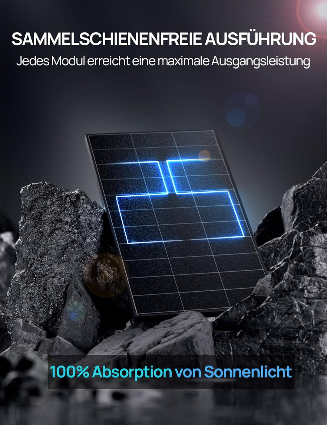 ECO-WORTHY 120W 12V Solarpanel, 25% Hocheffizienz mit Full Black Design Solarmodul mit Null Gitterli