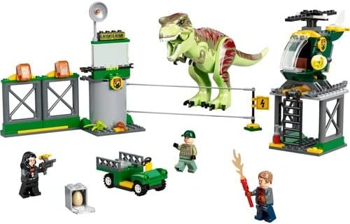 LEGO 76944 Jurassic World T. Rex Ausbruch, Dinosaurier Spielzeug ab 4 Jahre, Set mit Figur, Hubschra