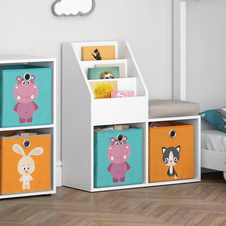Vicco Kinderregal Luigi, Weiss, 72 x 79 cm Mini, mit 2 Faltboxen Opt.1 Weiss 72x79 mit Faltboxen Fuc