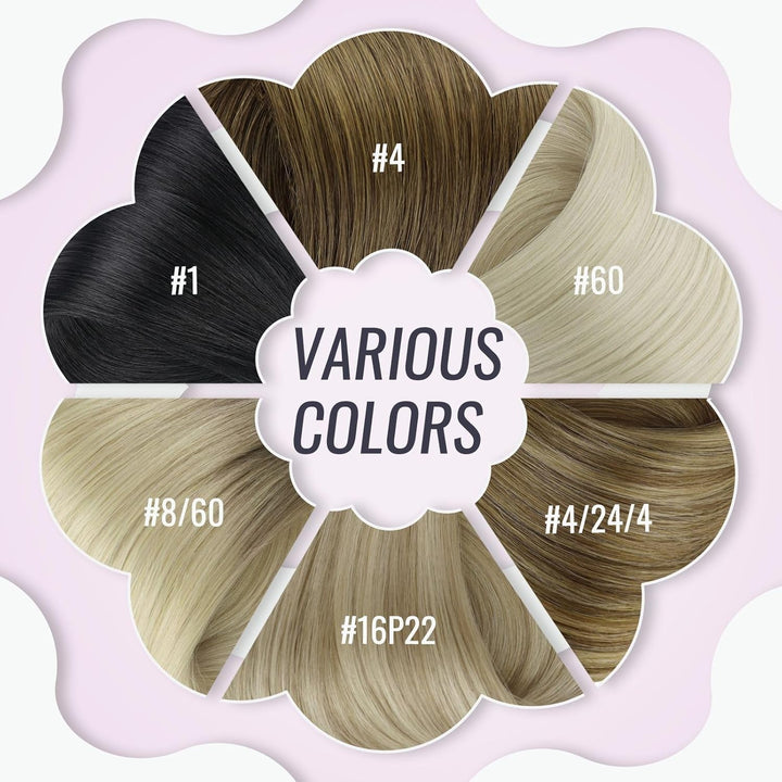 Fshine Fish Line Extensions Echthaar Dunkelbraun bis Aschbraun Highlight Mittelblond 30 cm Echthaar