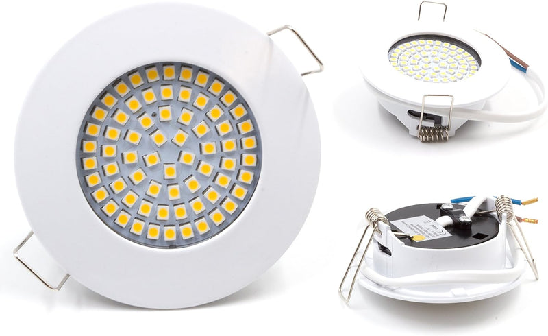 vislux LED Einbaustrahler 230V - 58mm - 70mm - Einbauspots Badezimmer- Energiesparende warmweisse Ei