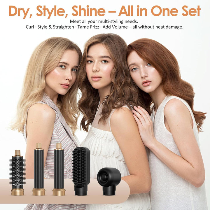 5-in-1 Heissluftstyler Set, Heissluftstyler mit Automatischem Lockenstab & Föhn, Automatischer Airst