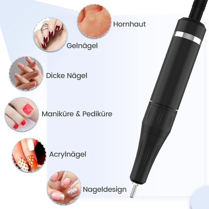 Nagelfräser Akku, Maniküre Set Elektrische Nagelfeile 35000 U/Min, Delanie Nagelfräser Für Gelnägel