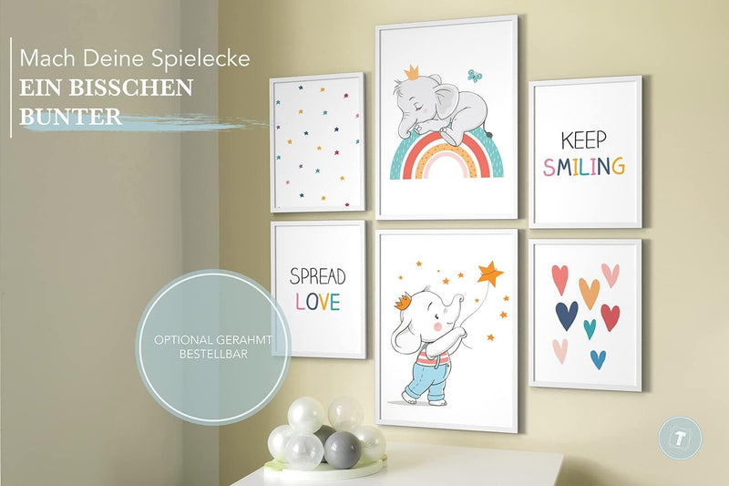 Papierschmiede® Bilder Kinderzimmer Kids Mood Poster Set Baby Elefant, Kinderzimmer Bilder Babyzimme