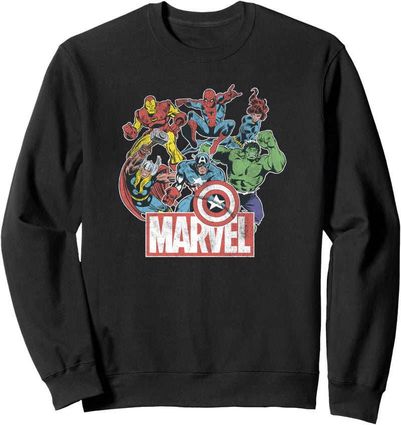 Marvel Comics Retro Classic Avengers Brick Logo Sweatshirt