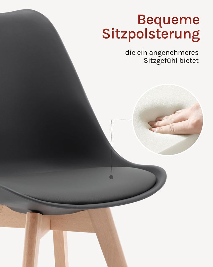 WOLTU® 4er Set Esszimmerstühle Küchenstuhl Design Stuhl Esszimmerstuhl Kunstleder Holz Grau BH29gr-4