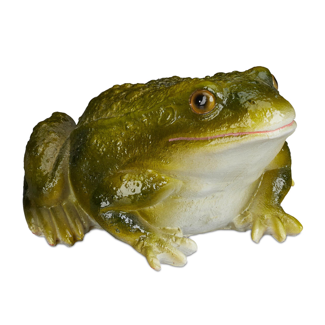 Relaxdays 10 x Gartenfigur Frosch, wetterfest, für Balkon, Terrasse, am Teich, Kunststein, sitzende