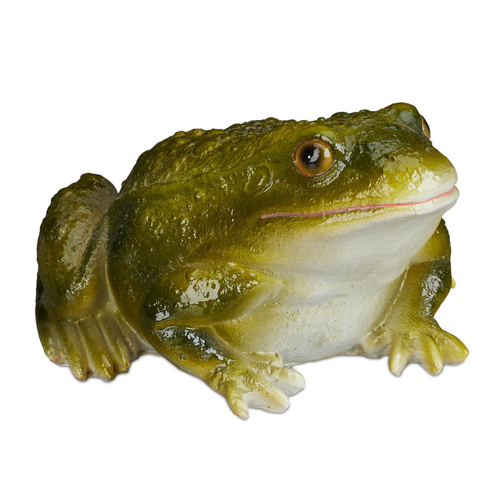 Relaxdays 10 x Gartenfigur Frosch, wetterfest, für Balkon, Terrasse, am Teich, Kunststein, sitzende