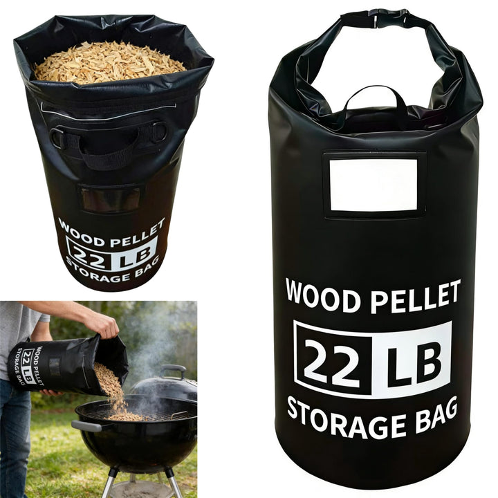 Holzpellet-Aufbewahrungsbehälter – 10 kg wasserdichter Holzkohlebehälter mit doppelter Schnalle und