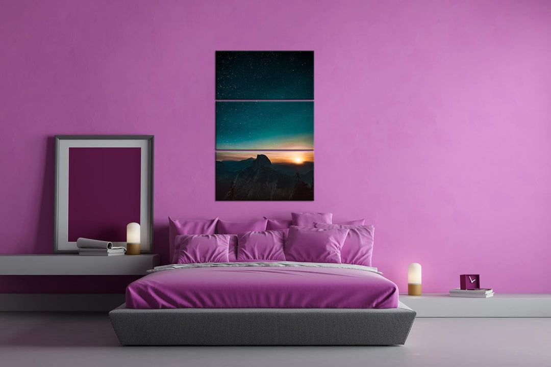 deyoli atemberaubender Sternenhimmel bei Sonnenaufgang Format: 3Teilig als Leinwandbild, Motiv ferti