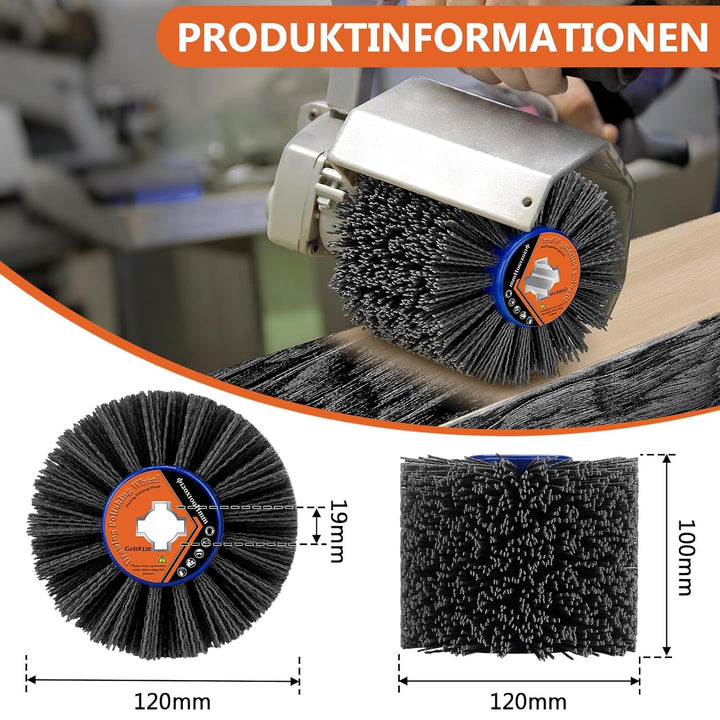 Nylonbürsten #120 Körnung| 120x100mm Schleifbürsten| Polierbürste zum Holzverarbeitung| Bürste für S
