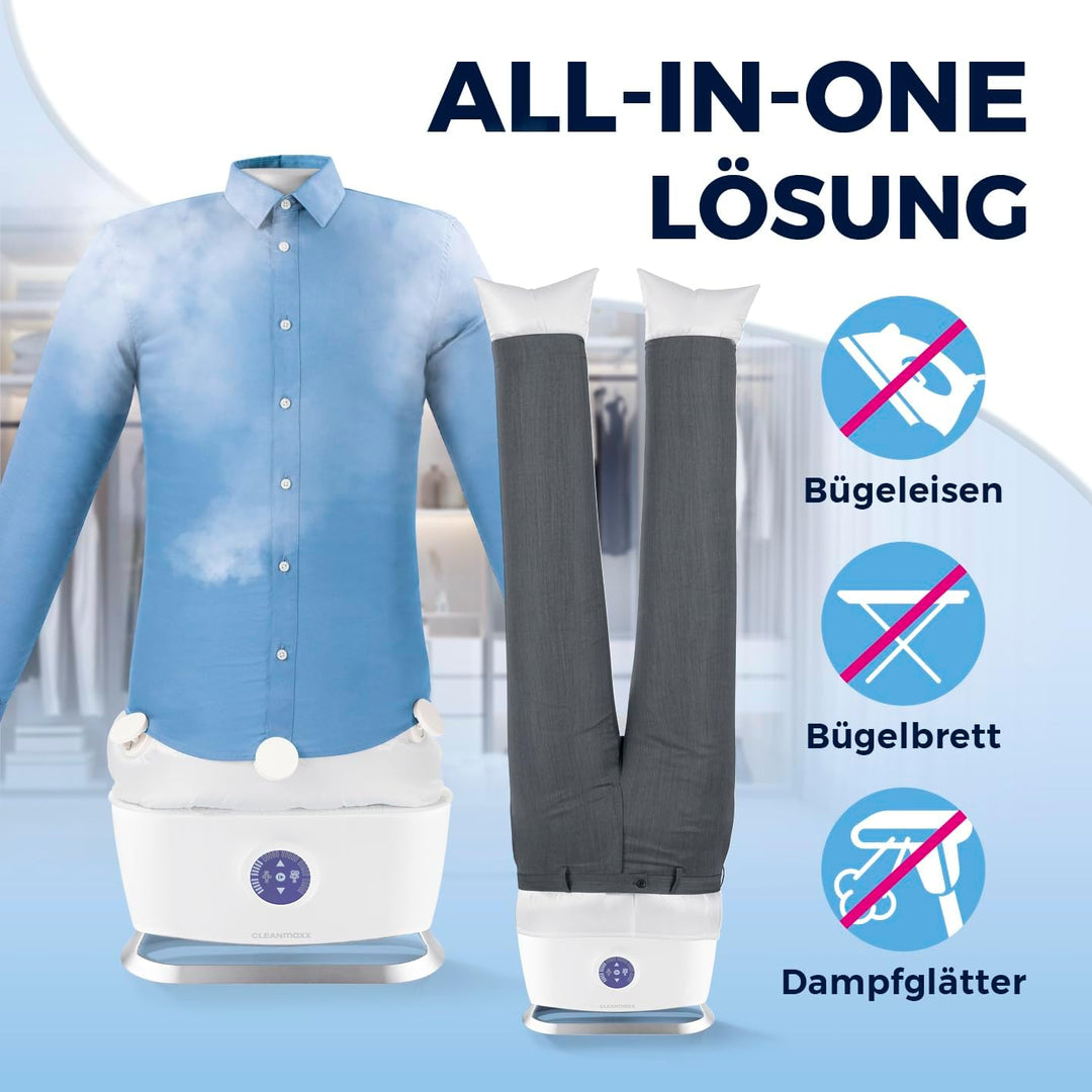 CLEANmaxx automatischer Hemdenbügler mit Dampffunktion inklusive Hosenaufsatz | Innovativer Bügler f