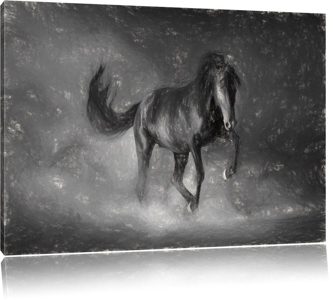 Pixxprint galoppierendes Pferd als Leinwandbild/Grösse: 100x70 cm/Wandbild/Kunstdruck/fertig bespann