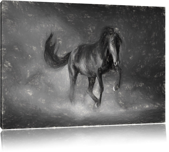 Pixxprint galoppierendes Pferd als Leinwandbild/Grösse: 100x70 cm/Wandbild/Kunstdruck/fertig bespann