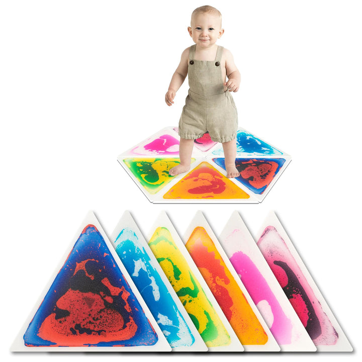 Art3d 6 Stück Flüssige Bodenfliesen Bunte Flüssigkeitsfusion sensorische Fliesen Senroy Tanzspielmat