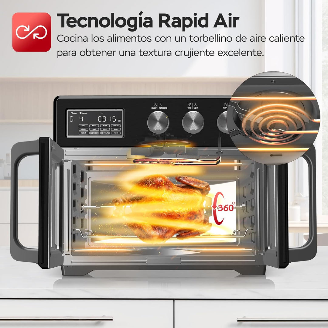 TurboTronic Mini Backofen - 4in1 Heissluftofen und Heissluftfritteuse XXL Version 32L inkl. Drehspie