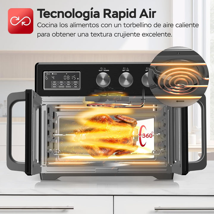 TurboTronic Mini Backofen - 4in1 Heissluftofen und Heissluftfritteuse XXL Version 32L inkl. Drehspie