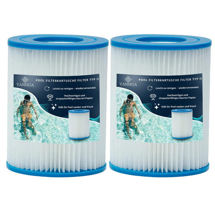 YANHUA Poolfilter Kartusche Typ II, Pool Filter grösse 2, für 58383/58381/58093/58094, Filterkartusc