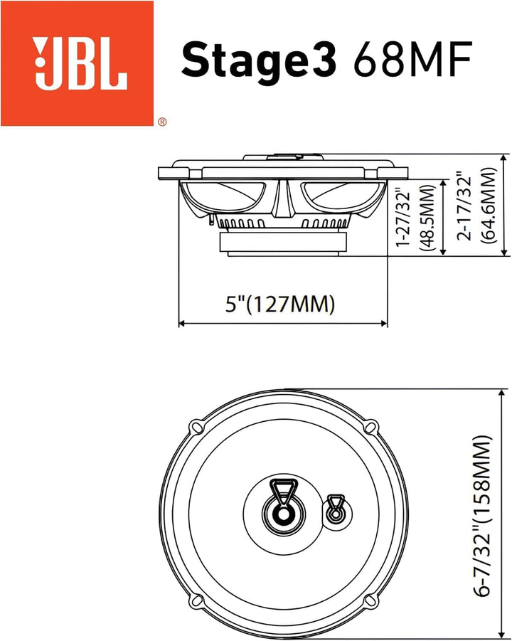 JBL Stage3 Gen2 68MF 165mm 6,5 Zoll 3-Wege Koaxial Lautsprecher Auto Boxen | 70W RMS / 560W Peak, 91